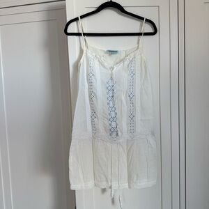 Samson White and Blue Embroidered Tank Dress – Size M